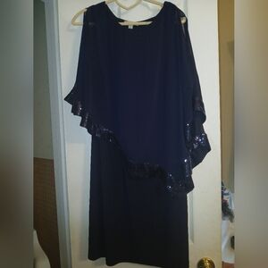 Elegant Navy Blue Dress with Sequin Detail